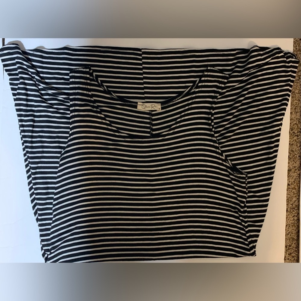 Olivia Rae Navy Blue & White Striped dress in size Small - Picture 2 of 4